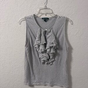 Striped Sleeveless Top with Ruffle Detail